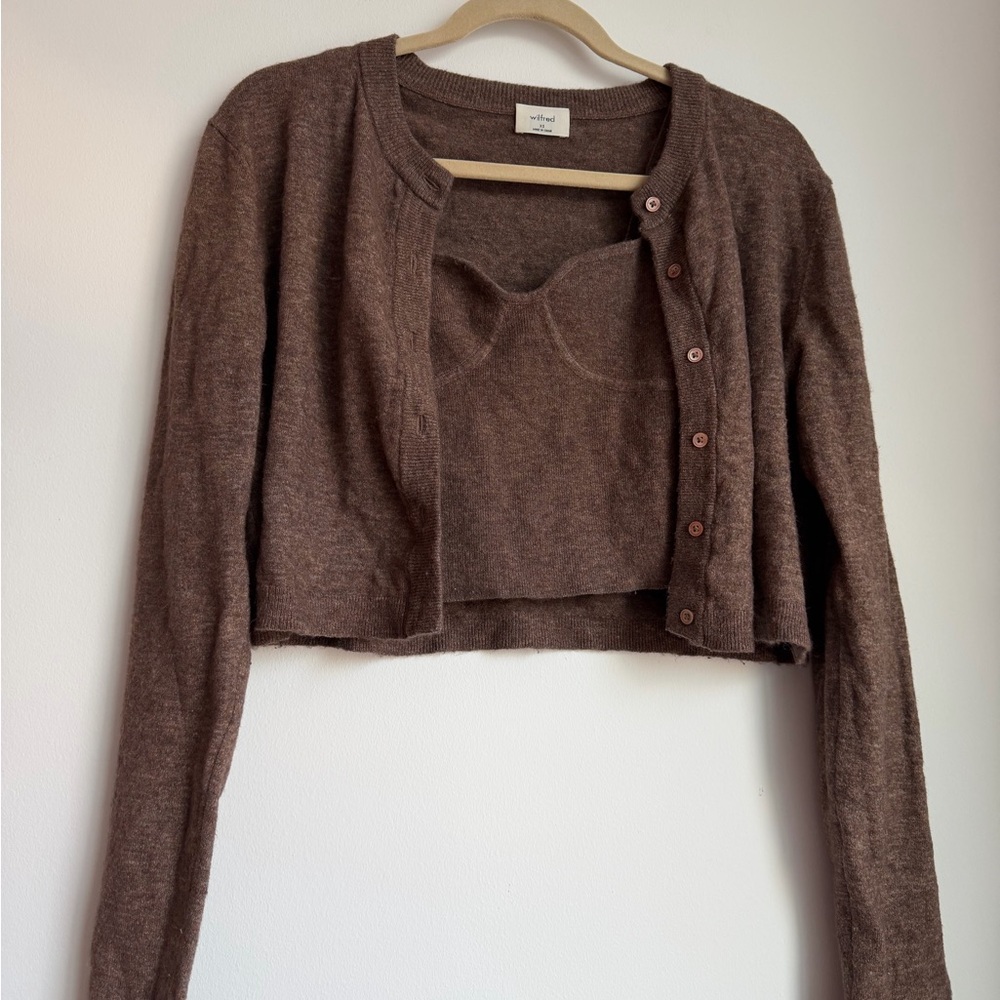 🍫 Aritzi Wilfred sissily wool Cropped Cardigan & Tank Set XS